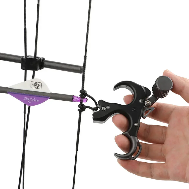 Alumínio Liga Bow Release, 3 Dedo, Arco Composto, Tiro, Thumb Trigger, Grip Aids, Aids Tool, Esquerda, Direita, Tiro com Arco, Caça