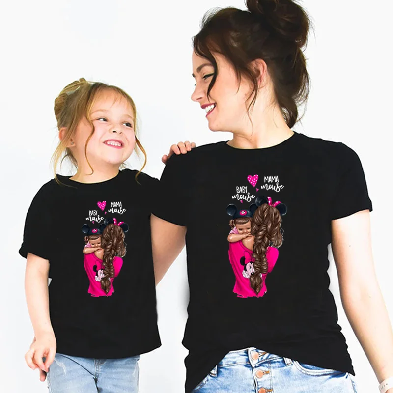 

Matching Family Outfits Super Mom & Daughter Print Boys Girls Black T-shirt Mother's day Present Clothes Kids&Woman Funny Tshirt