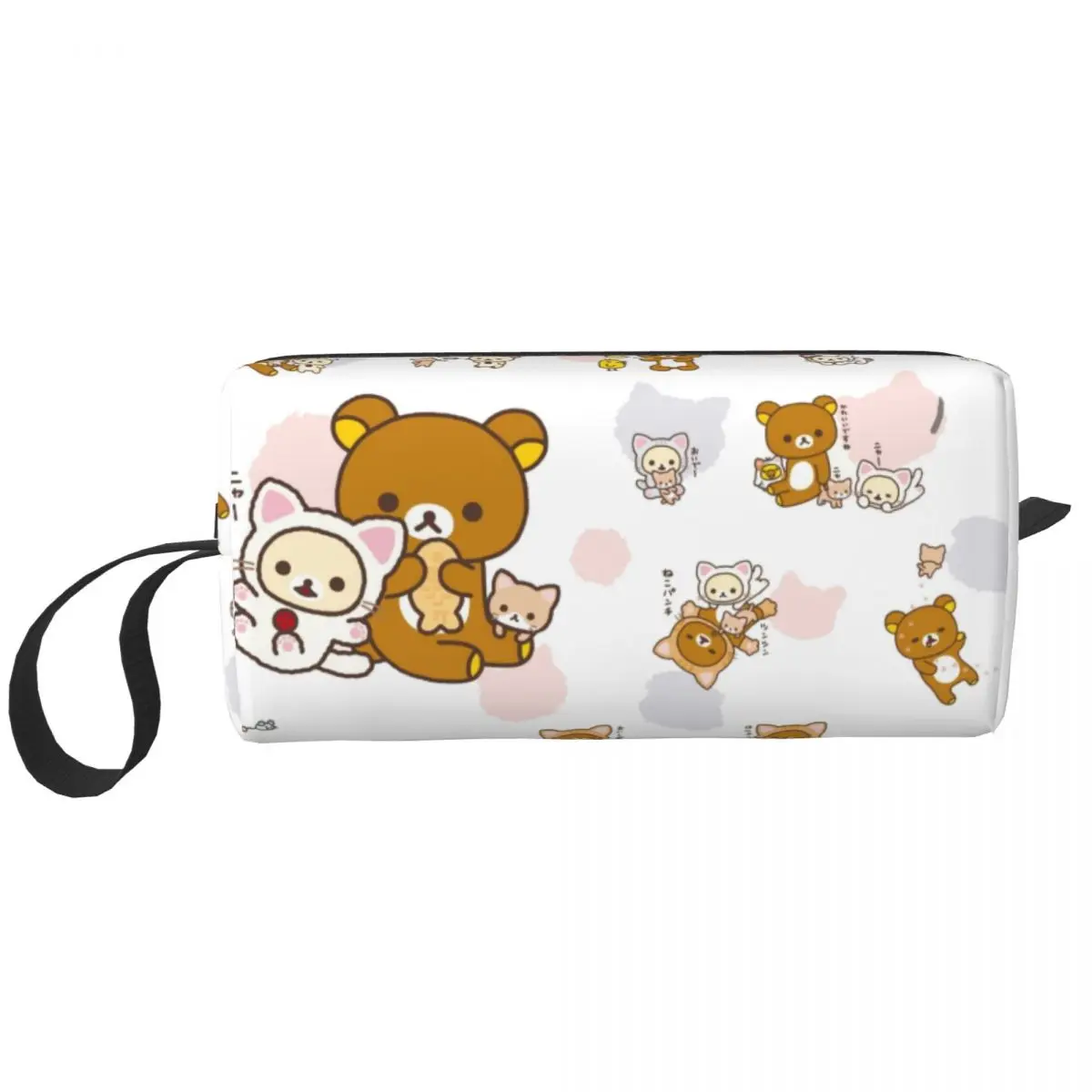 Rilakkuma-女性のためのカスタムメイクアップバッグ、リラックスベア、アニメーション、映画、旅行、化粧品オーガナイザー、かわいい収納、衛生バッグ