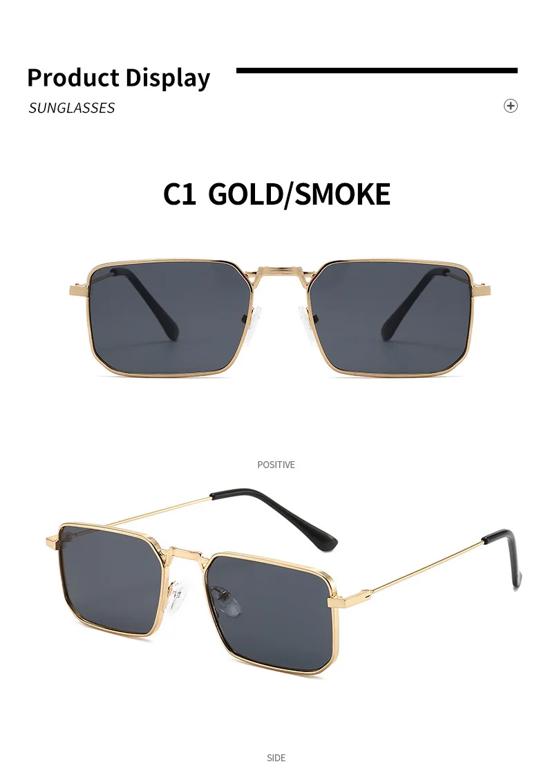 Hohe Qualität Rechteck Sonnenbrille Frauen Metall Rahmen Gläser Vintage Marke Quadrat Sonnenbrille für Männer Shades Weibliche Brillen – Detail 8