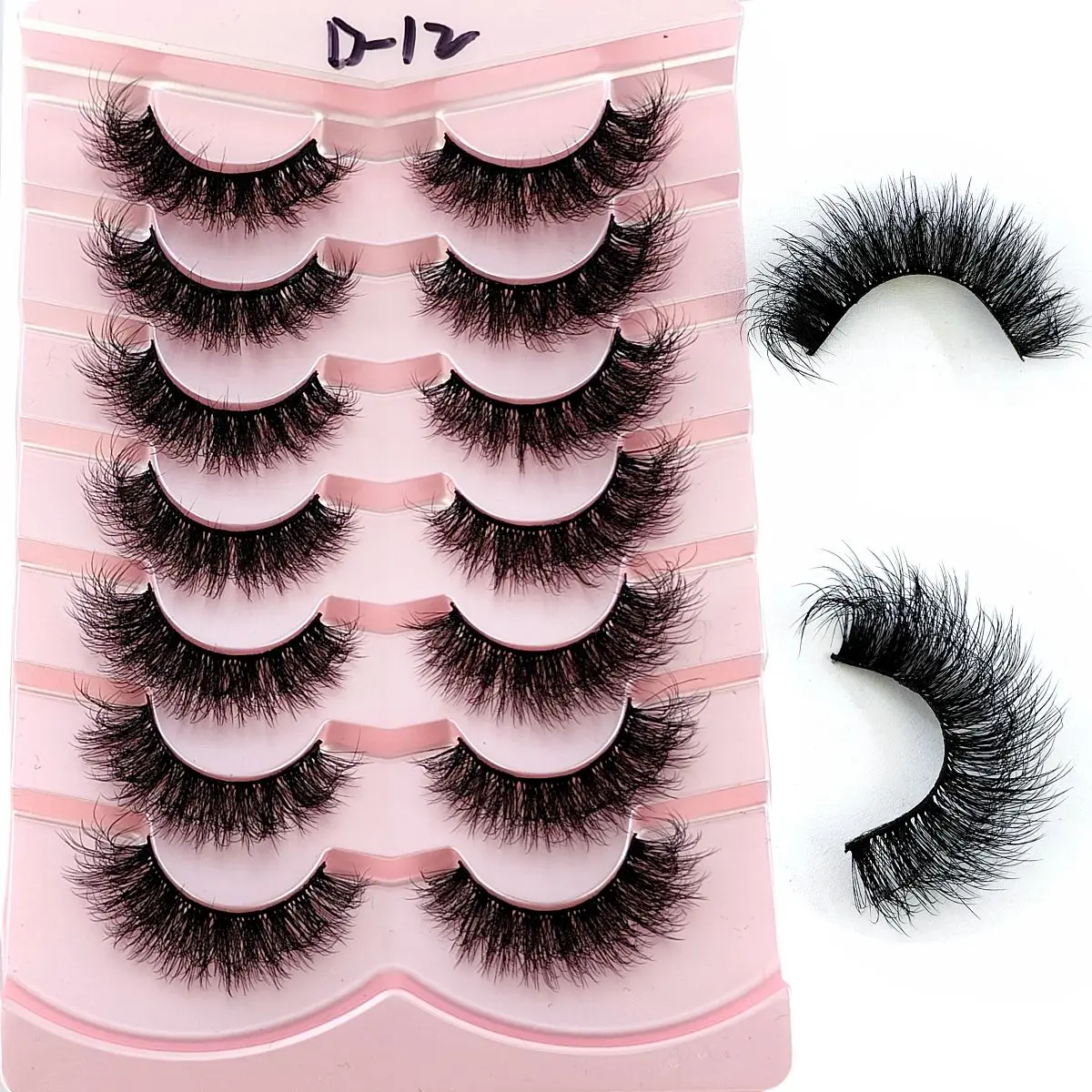 7 Pairs Lashes Manga Lashes 3D Faux Mink False Eyelashes Natural Look Wispy Mink Eyelashes Fluffy Cat Eye Makeup Fake Eyelashes