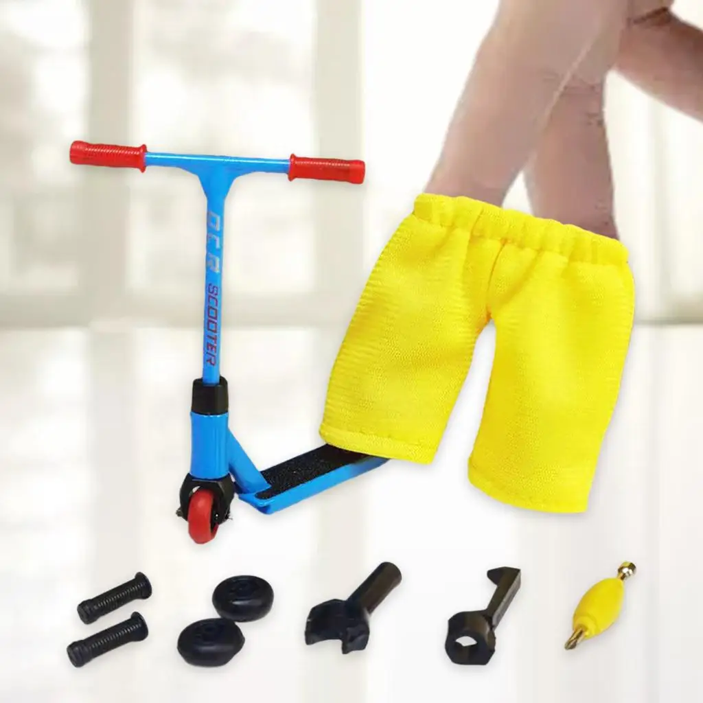 Bike Scooter Board Toys Finger Scooter Playset Alloy Fingerboard Set Educational Training Toy for Kids Rooms