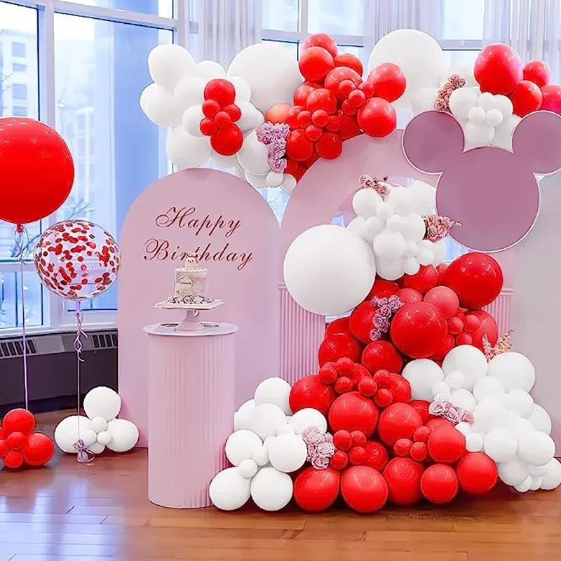124Pcs Red Heart Love Foil Balloon Kit for Valentine's Day Wedding Mariage Party Decorations I Love You Kiss Lips Ballonsgift