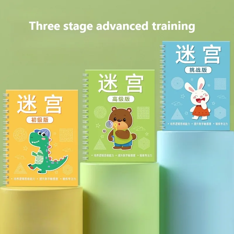 Kids Maze Book Logic Puzzle for 3-12 Years Old Children Focus Training Game Book Enhances Thinking Skill Boosts Attention
