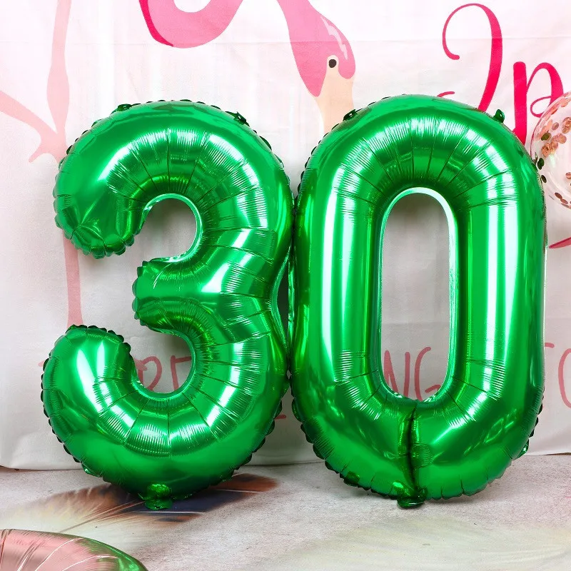 80cm Green Number Balloons 32 Inch Digit Balloon Anniversary Birthday Party Decorations