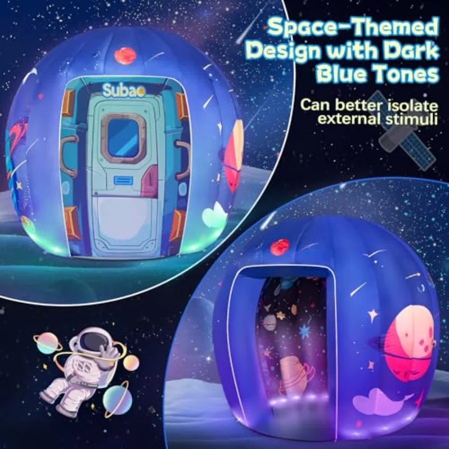 Sensorisches Zelt für Kinder und Erwachsene, 5,9 Fuß Astronauten-Galaxie, aufblasbares, leuchtendes sensorisches Spielzeug, Kinderzelt für Zuhause, Schule, drinnen und draußen