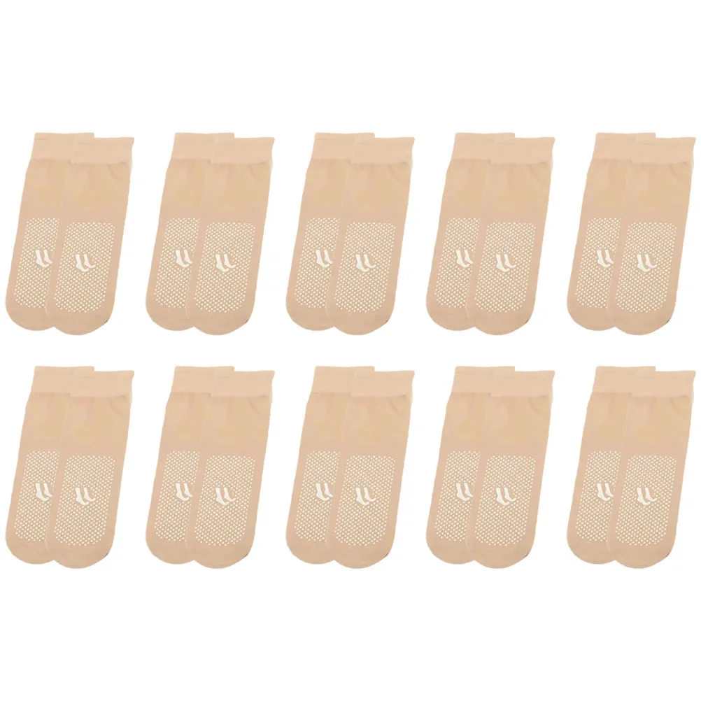 

10 Pairs Skin Color Women Socks Summer Stockings Ultra Thin Breathable Nylon Ankle Shorts Non Slipping Soles Anti Hooking