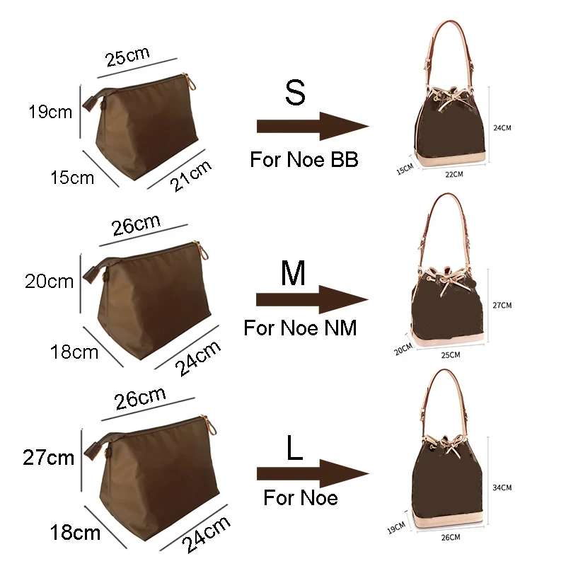 Nylon Bag Organizer Sorting Storage Inner Liner Modification Accessories For LV NOE BB Bucket Bag Insert Pocket Tank Bag Support