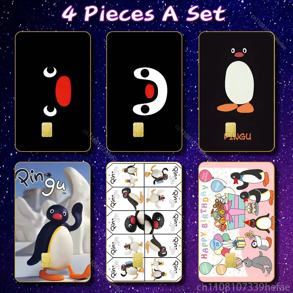 

Cartoon Cute Pingu Sticker Skin For Credit Bank Campus Bus Card Cover Self-adhesive Decoration