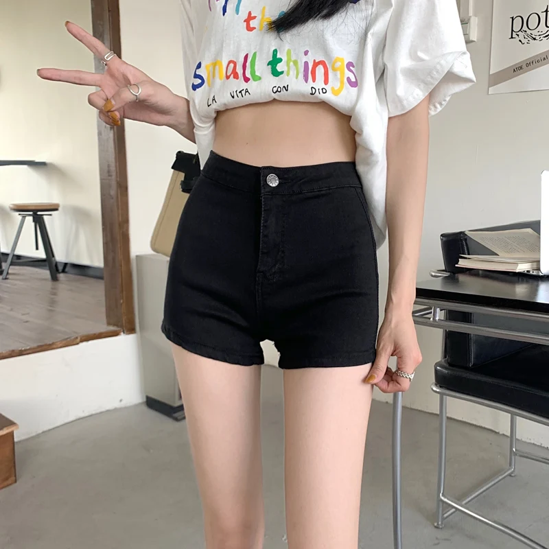 Vita alta Bla Large Size Denim orts Pantaloni da donna dimagranti A-Line Super ort Summer Faion Gamba dritta antirughe