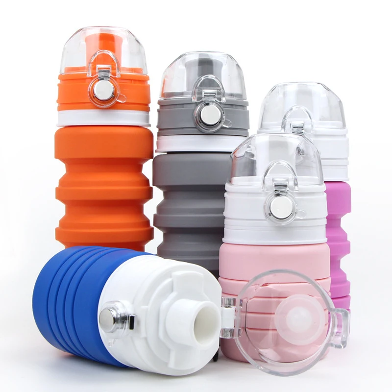 High Quality Folding Water Bottle 500ML Travel Outdoor Sports Riding Leak-proof Sealed Water Bottle for School Children