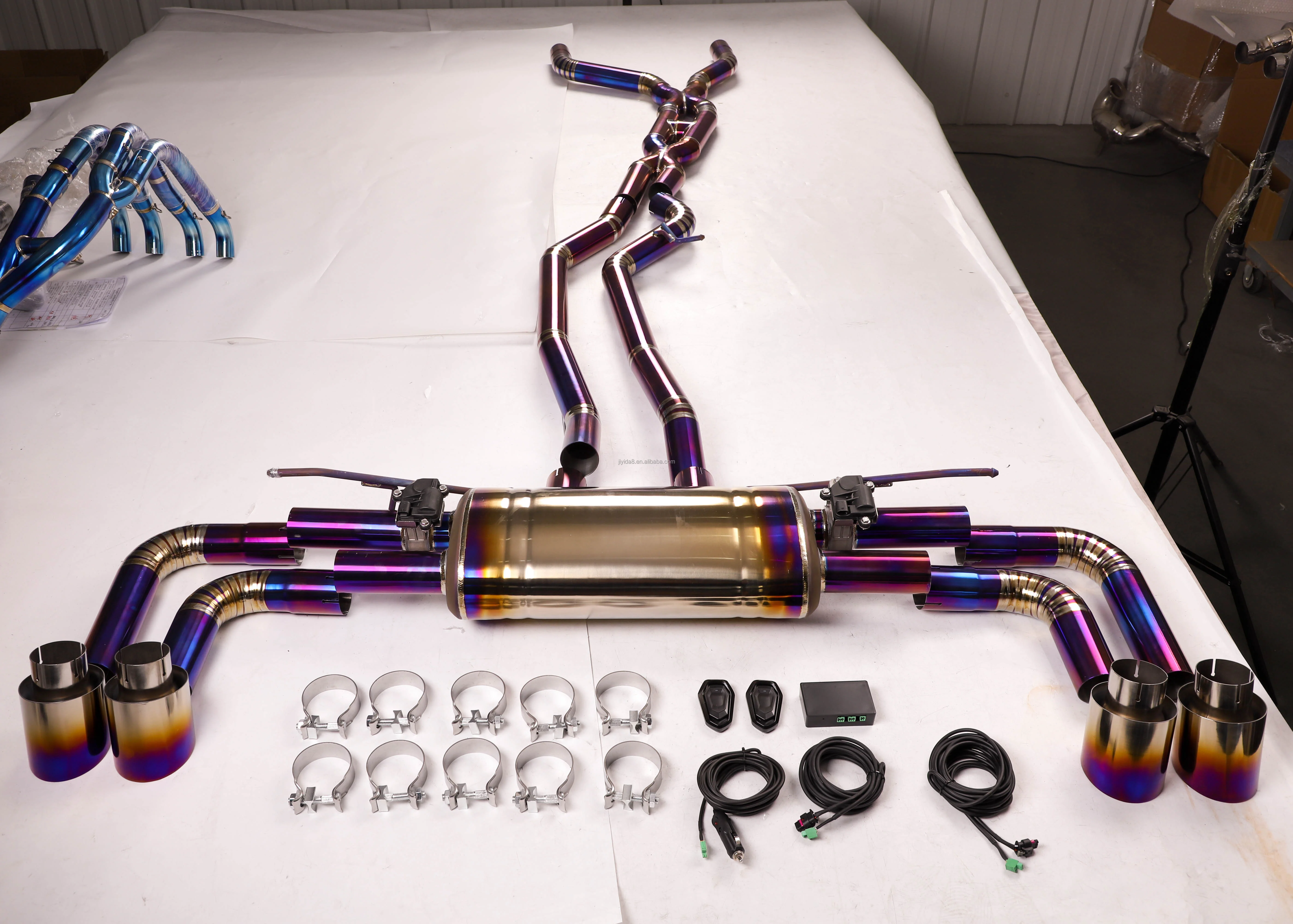 Titanium Exhaust X-H-X Pipe for 958 3.0L 3.6L 4.8L  the Maximum boost Effect Valved Catback Exhaust System