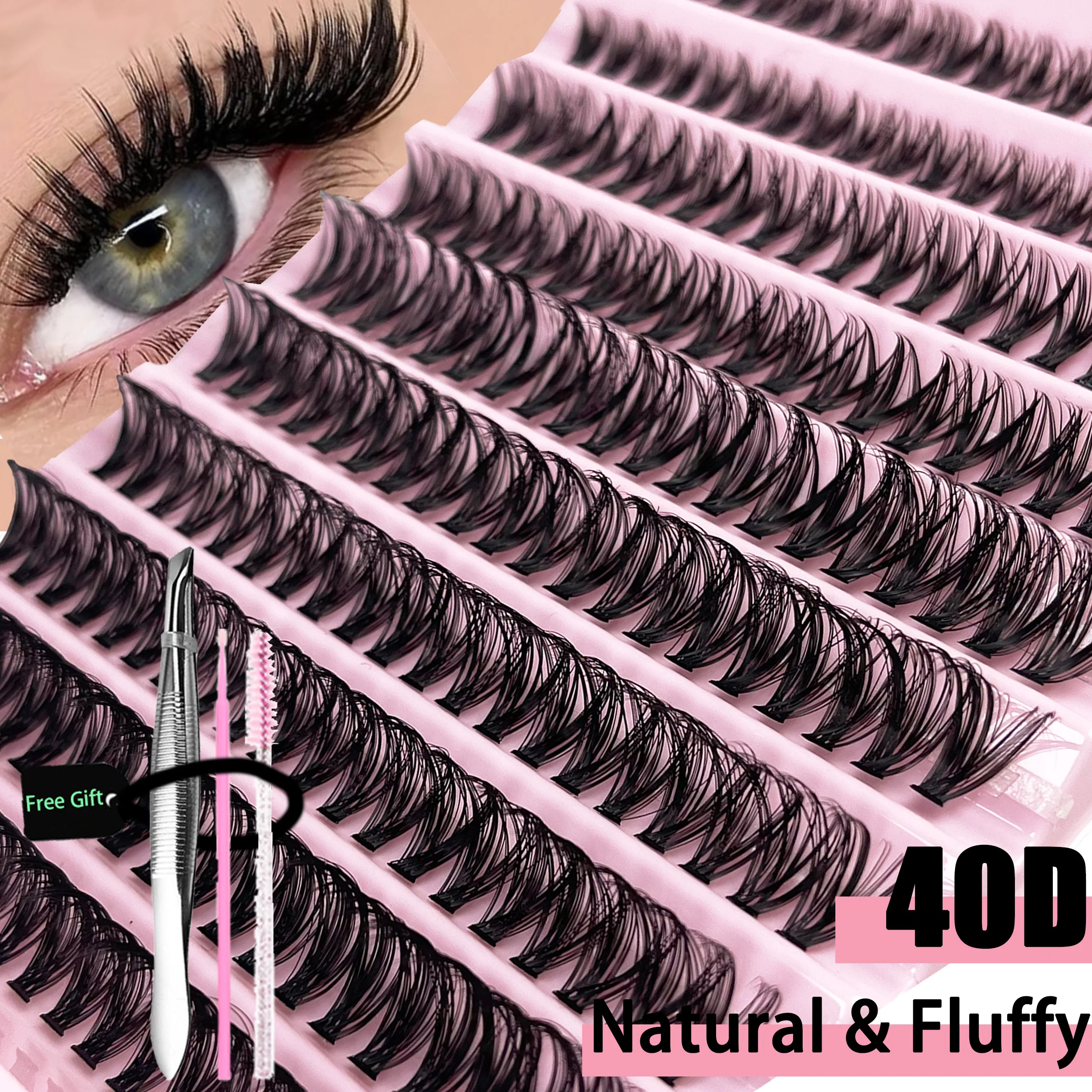 200 Clusters Individual Lash Cluster DIY Eyelash Extension Lash Volume Natural Eyelashes bundle 3D Faux False Mink Lashes Makeup