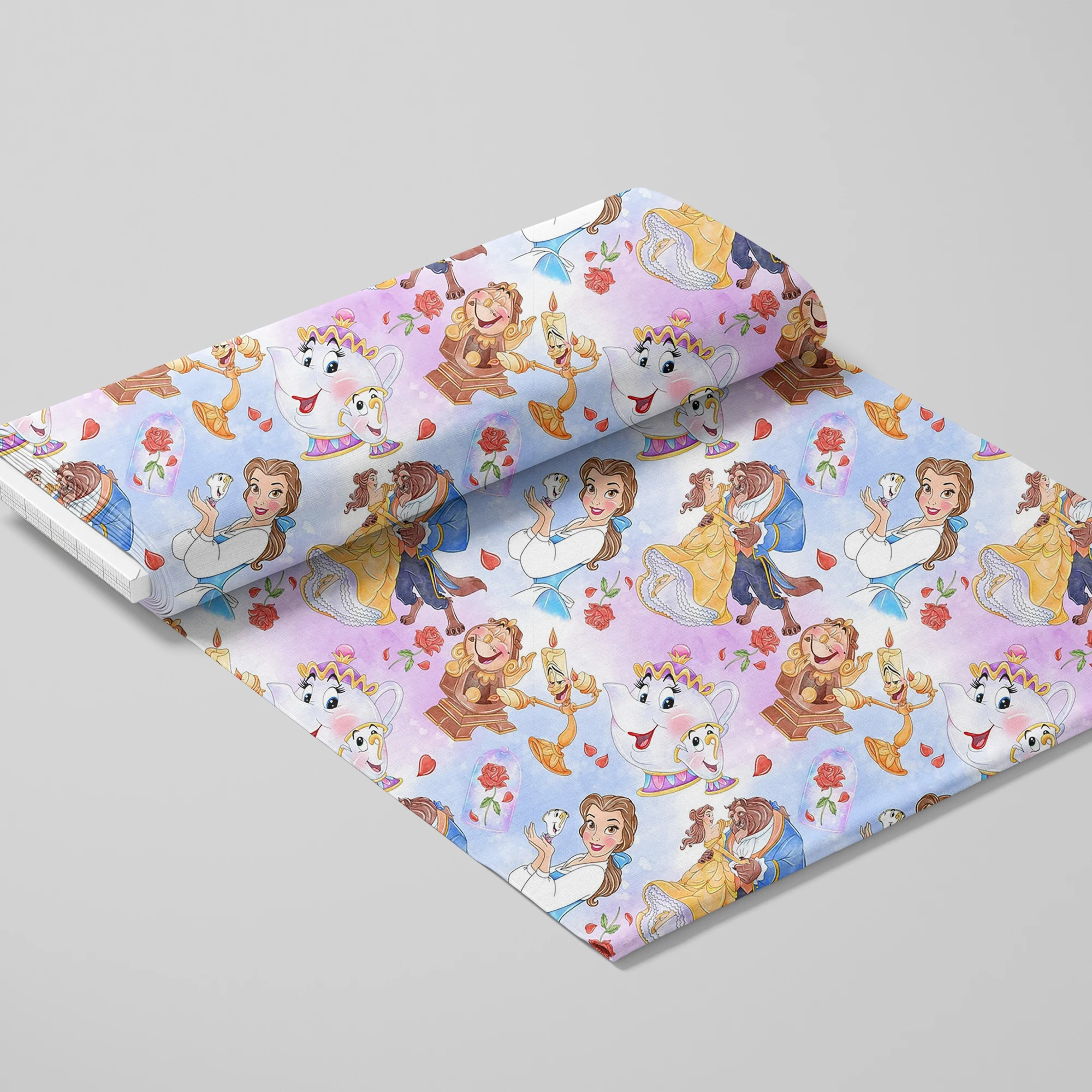 قطعة واحدة من لحاف ديزني برينسيس بيوتي آند ذا بيست 100% قطن - قماش حرفي مقطوع مسبقًا مقاس 57 × 19.68 بوصة #2