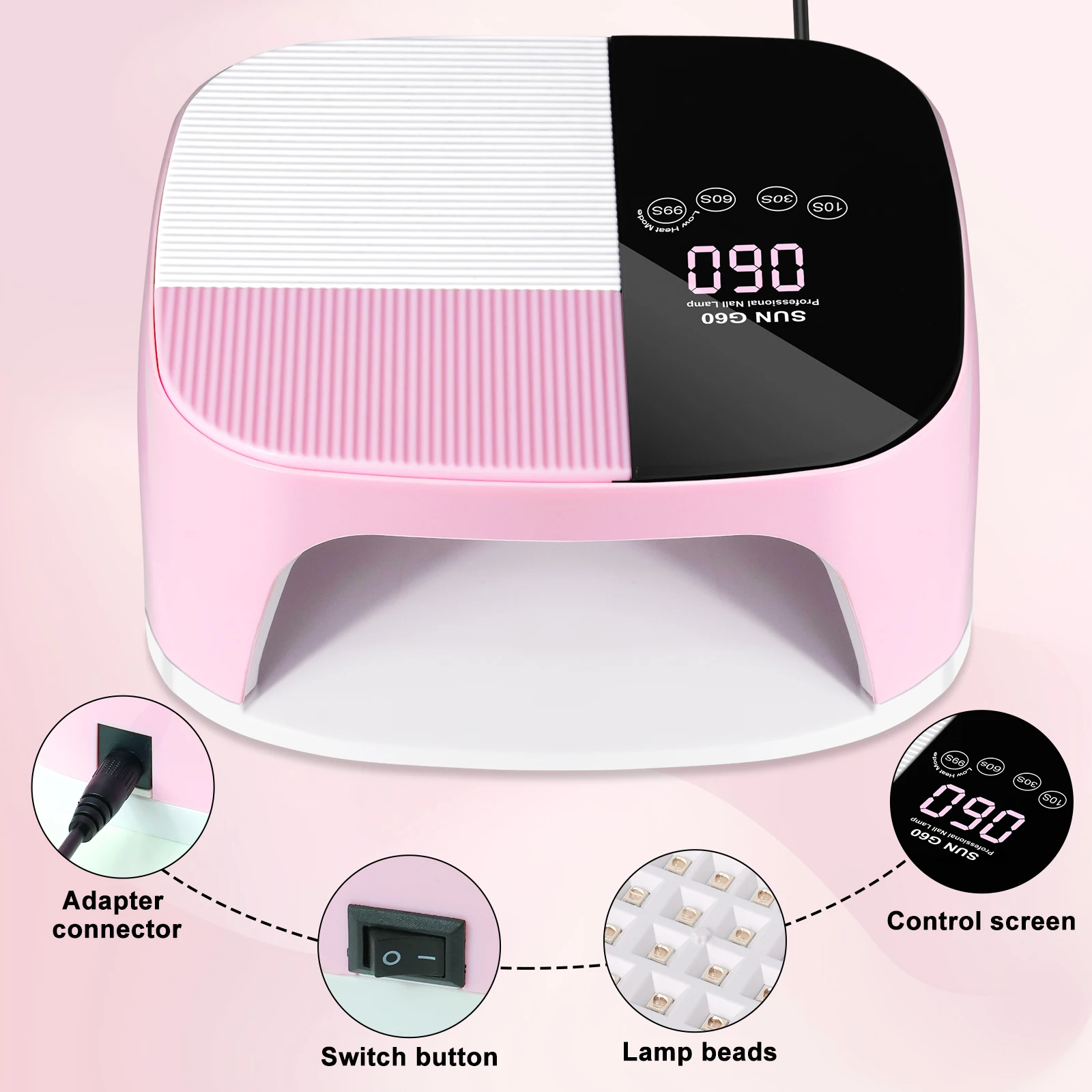 High Power Nagellamp 45 UV LED Gel Nagellamp Met 4 Timers en LCD Display Snel Uithardbare Gel Nagellak LED Droger Gereedschap