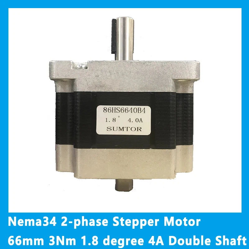 

Nema34 2-phase 4-wire Stepper Motor 66mm 3Nm 1.8 degree 4A Double Shaft Diameter 14mm Hybrid Motor for Engraving Machine