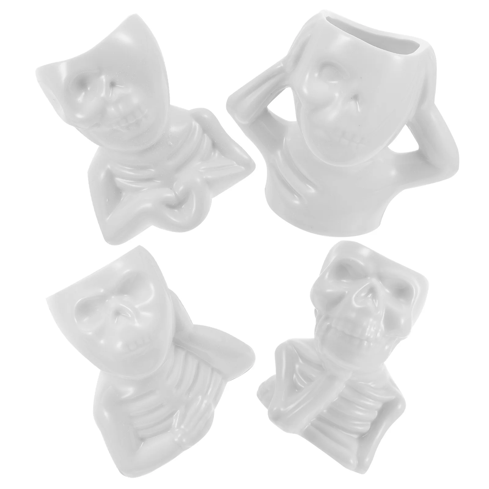 

4Pcs Skull Plant Creative Ceramic Halloween Flower Skull Decoration Home Decor Prop Long-Lasting