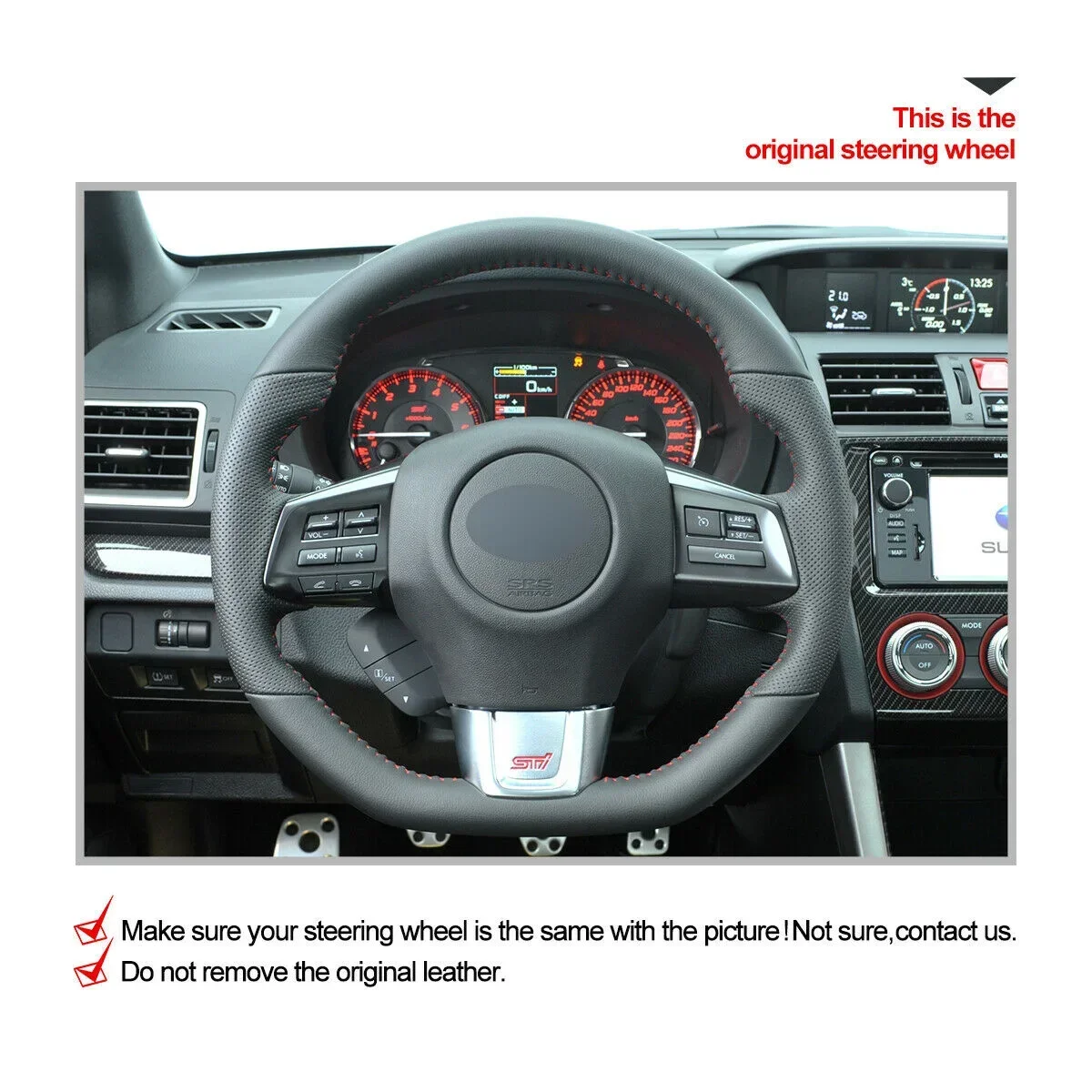 DIY Hand Stitch PU Carbon Fiber Black Suede Car Steering Wheel Cover For Subaru WRX (STI) Levorg Car Accessories