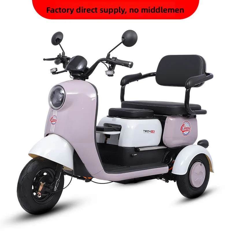 Portable 3 Wheel E-Trike 800W60V22Ah Adult Elder Senior Assist Electric Scooter For Family Daily Transport & Kids Leisure Travel