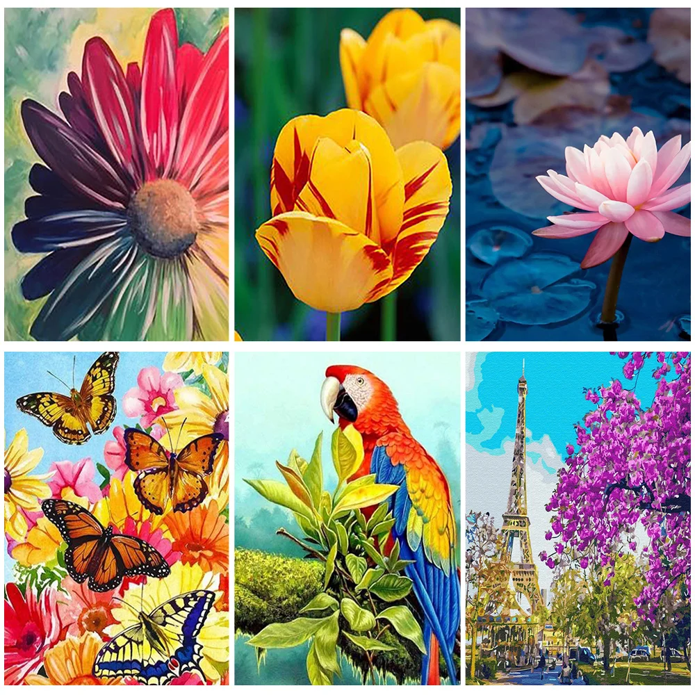 

Miaodu Full Round Diamond Painting Flower Butterfly 5D DIY Embroidery Landscape Mosaic Handmade Products Decoration For Home