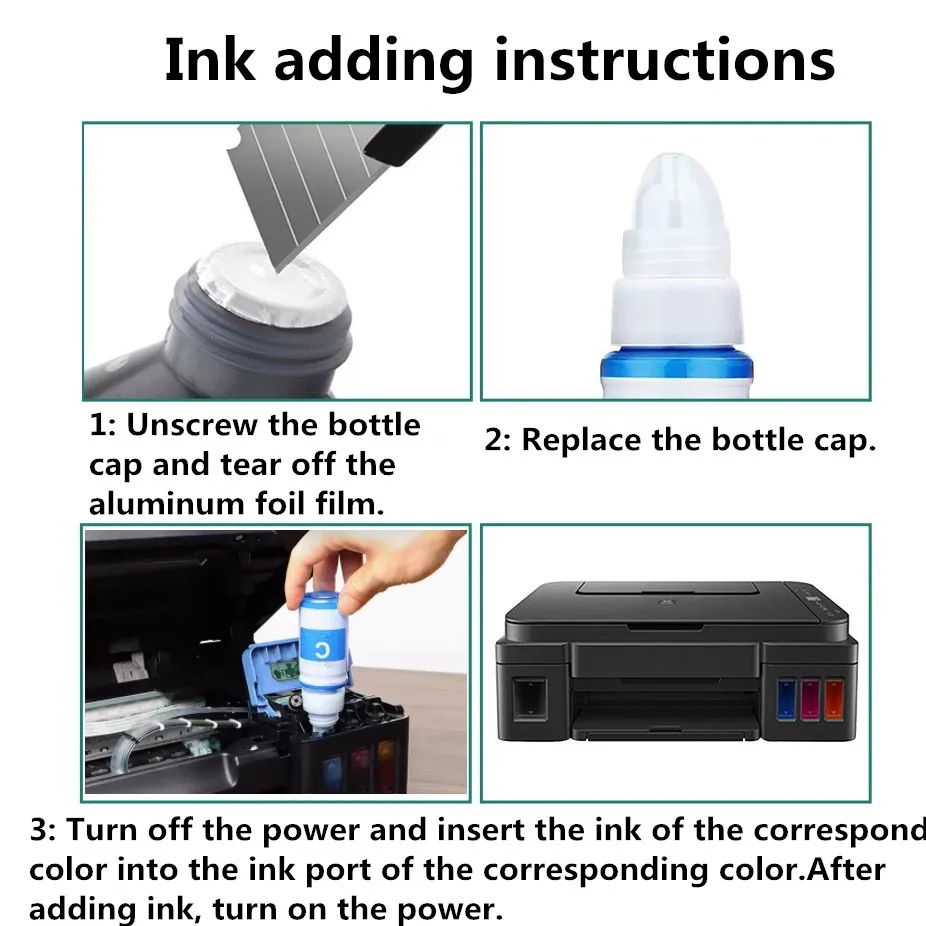 GI490 GI790 GI890 Refill Dye Ink For Canon GI-490 GI-790 GI-890 For Pixma G1000 G1100 G1400 G2000 G2100 G2400 G3000 G3400 G4000