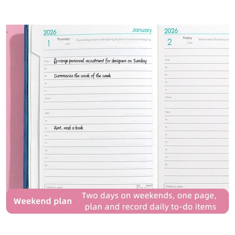 English 2026 Schedule Planner Notepad 12 Months Wear-resistant a5 Agenda Planning Notebook Simple Thick Paper