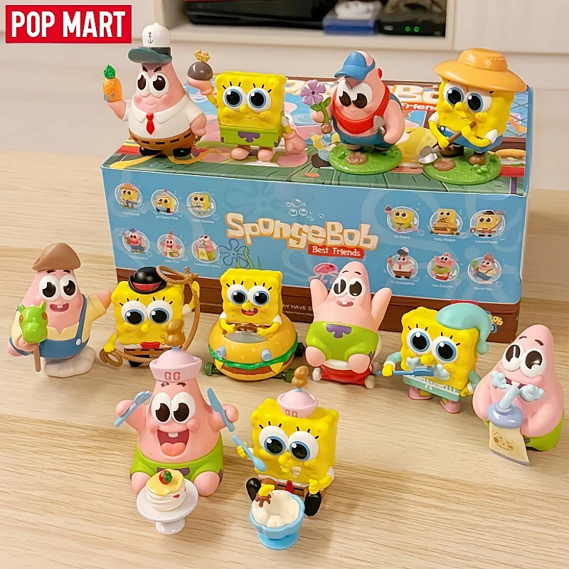 

Popmart Spongebob Best Friends Series Genuine Blind Box Surprise Cute Anime Action Figure Ornaments Figurines Mystery Xmas Gift