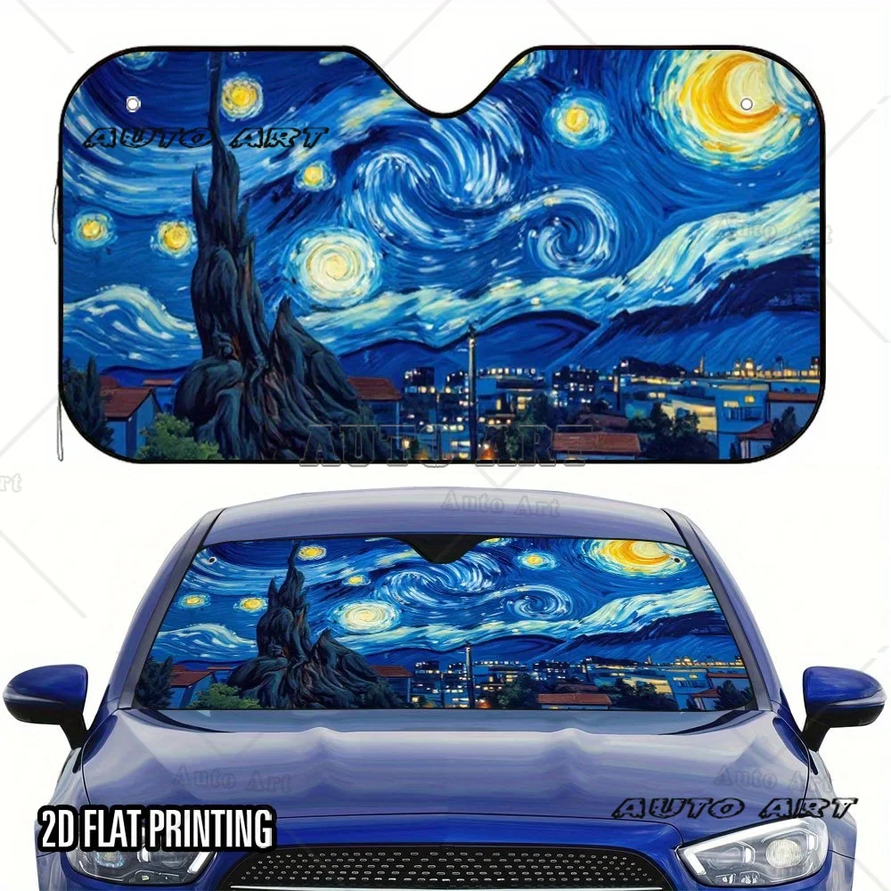 

Звездная ночь автомобильный солнцезащитный козырек складной компактный лоскутный художественный дизайн автомобильный крутой простой монтаж складной дизайн идеальный