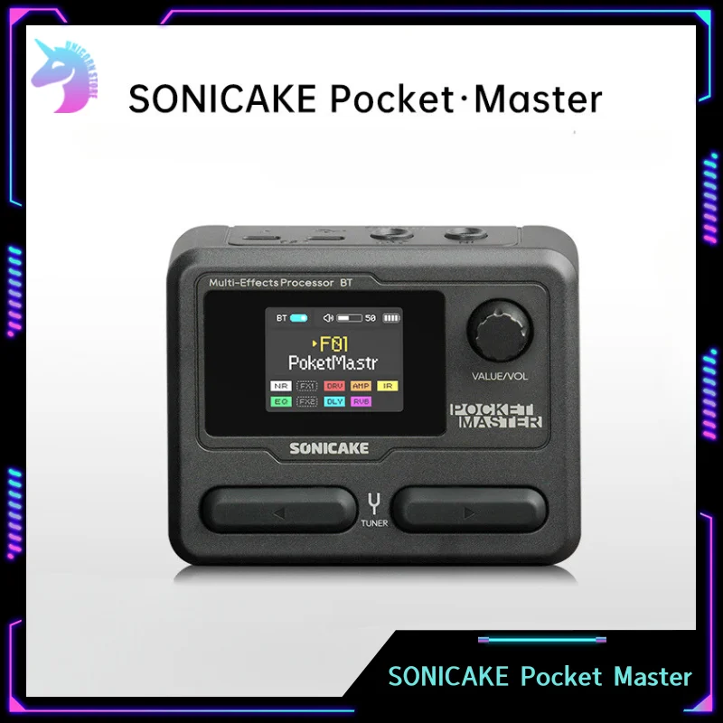 SONICAKE Pocket Master Electric Guitar Bass Colorful LCD Screen Amplifier Custom 1.77“ Modeling IR Multi-Effects with OTG Looper