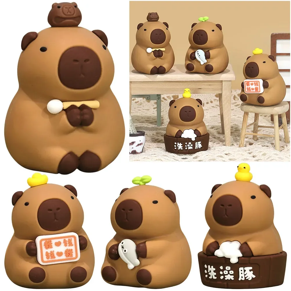 Capybara Sculpture Cute Capybara Animal Ornament Cartoon Capybara Tabletop Decoration Creative for Home Office Decor