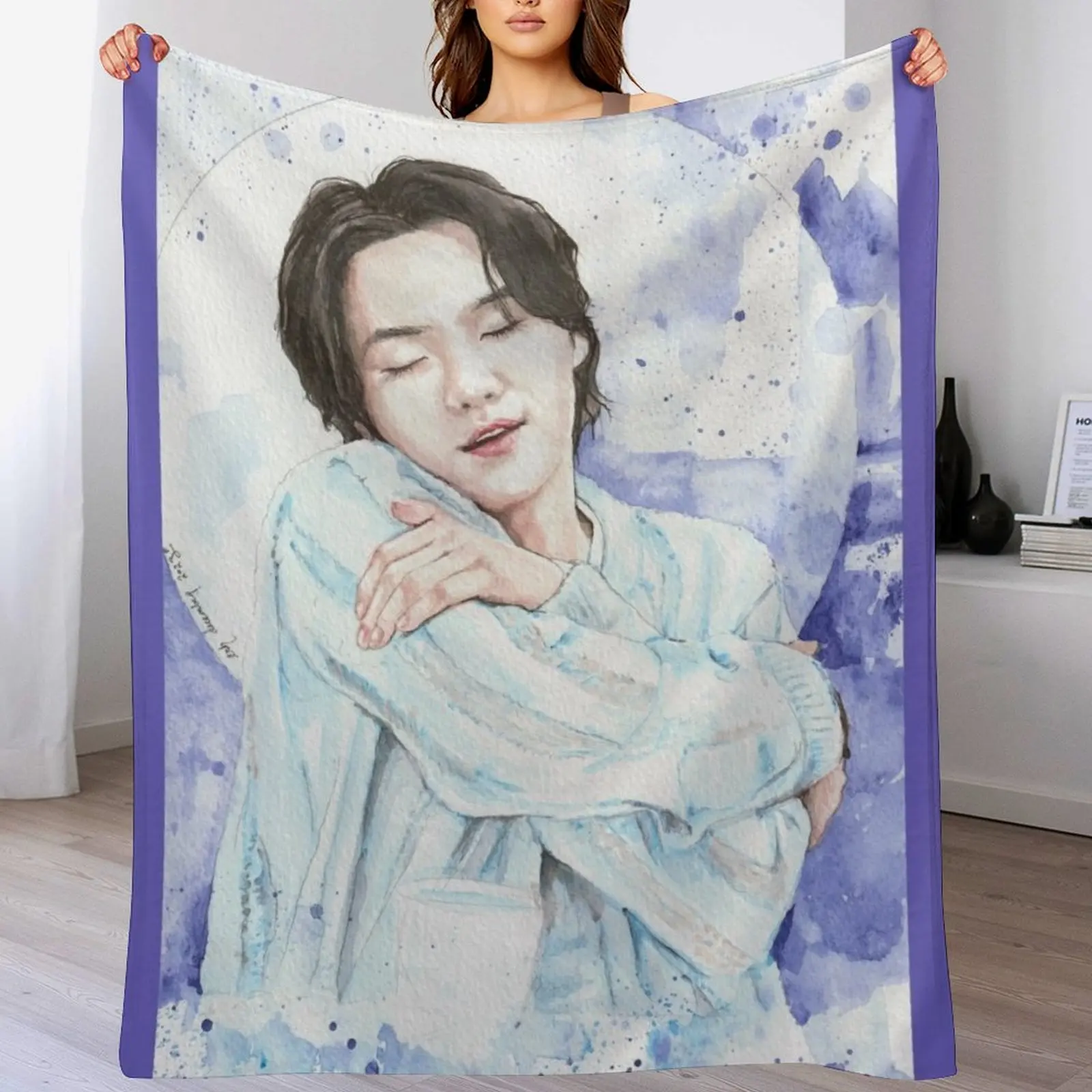 Self Love Min Yoongi Throw Blanket manga heavy to sleep Flannel Fabric Blankets