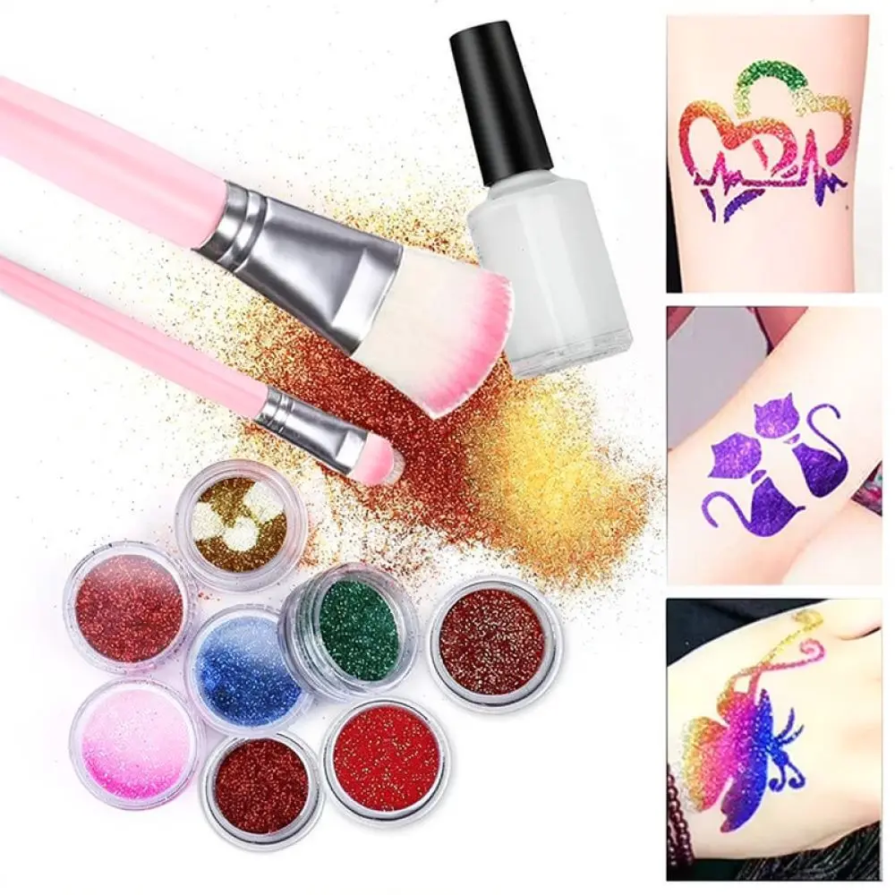 Diamond Body Painting Glitter Kit Temporary Tattoo Set Shinning Powder For Party Festival Makeup Decorative Cosmetic Art Tool