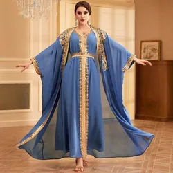 Luxury Dubai Abayas Muslim Set for Women 2 Piece Kimono Turkey Kaftan Muslim Wedding Evening Dress Morocco Eid Jalabiya Caftan