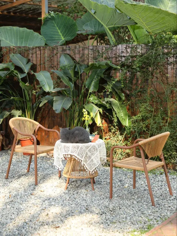 

Плетеные стулья, балконные садовые журнальные столики и стулья, стулья для отдыха в китайском стиле, открытый двор