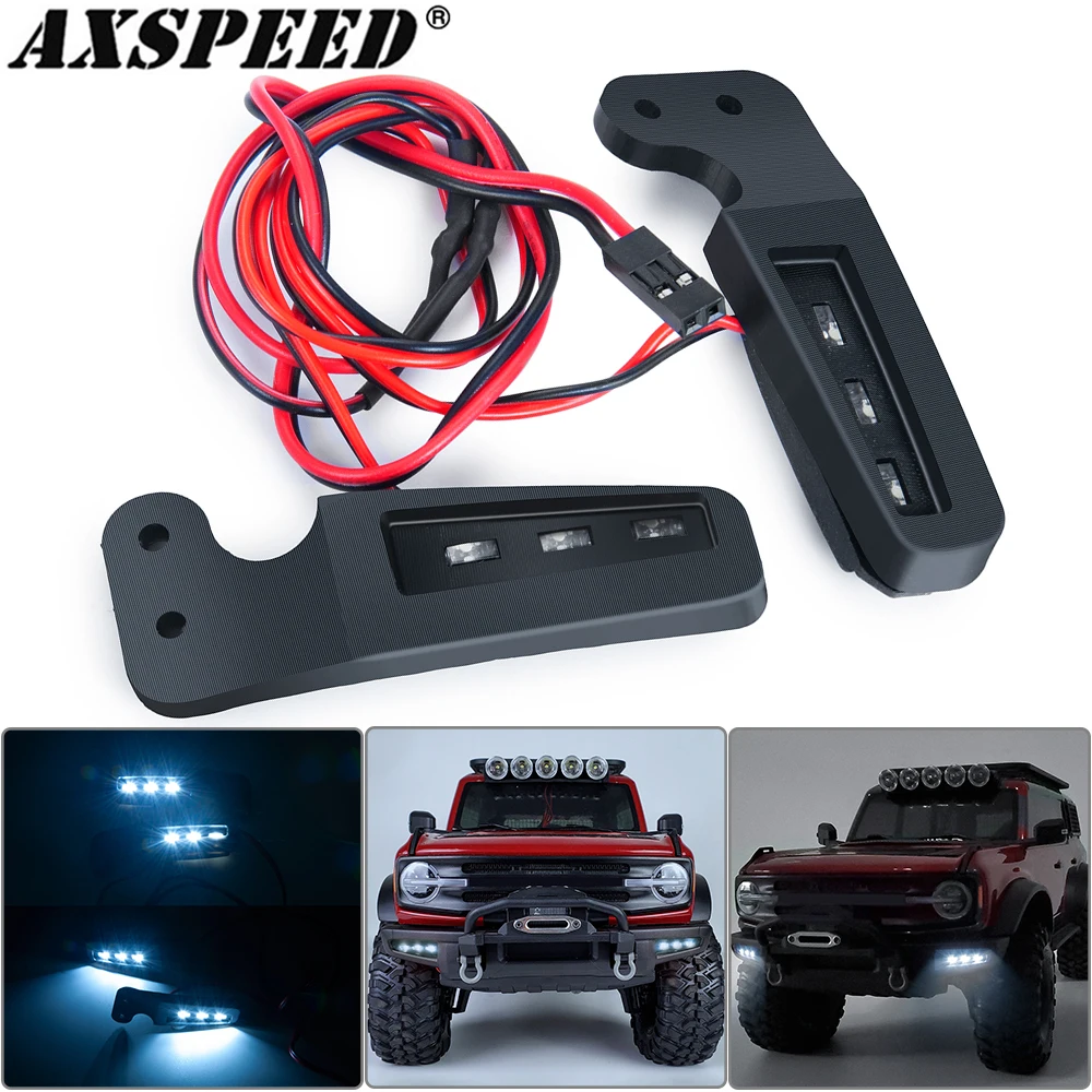 AXSPEED TRX4 Front Bumper Side Lights Spotlight LED Lamp Bar for 1/10 RC Crawler Car TRX-4 Bronco Upgrade Parts