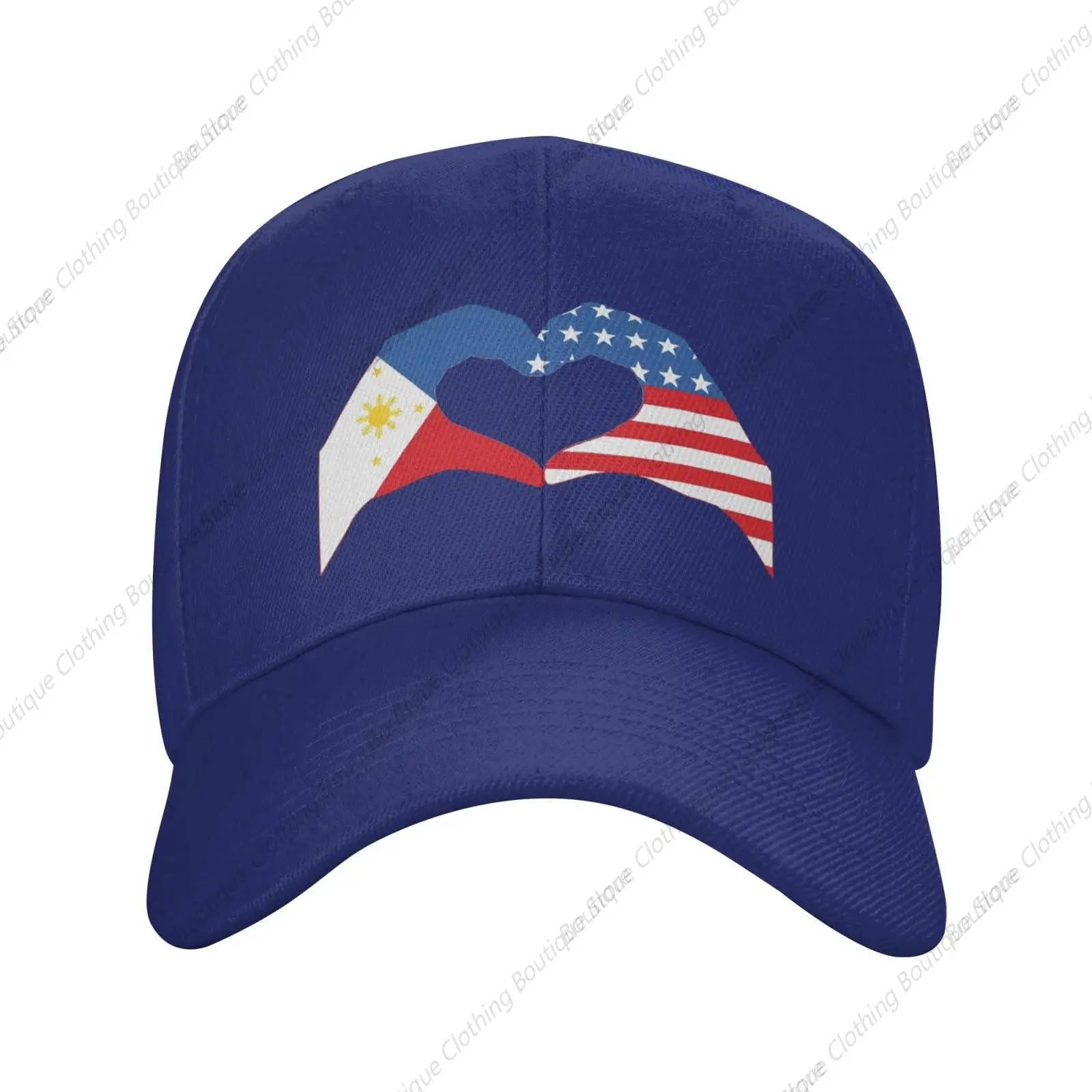 USA American Flag and Filipino Philippines Hat Outdoor Cap Baseball Cap Sandwich Cap Truck Driver's Hat Casquette Blue