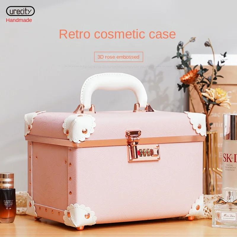 Yy Portable Cosmetic Case Small Fresh Small Password Suitcase Travel Storage Box Large Capacity