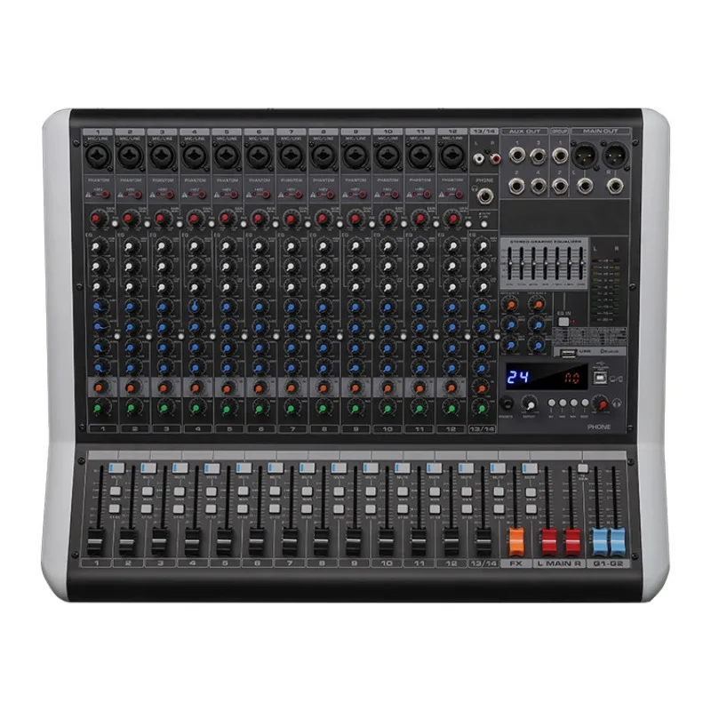 

Outdoor stage performance with power amplifier mixer Wedding 48V power supply Professional reverb mixer