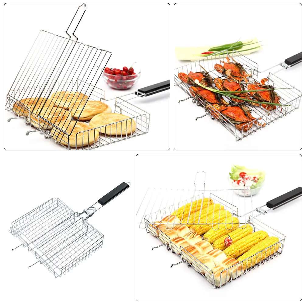 

Stainless Steel Grill Barbecue Net Clip Grilling Rack Tool Outdoor Small Portable Iron Plating
