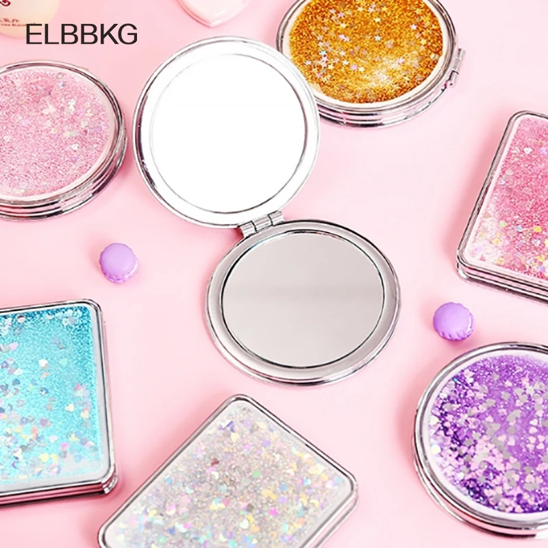 Espejo plegable de doble cara para maquillaje, Accesorios de belleza, Mini espejos de bolsillo para niñas y mujeres