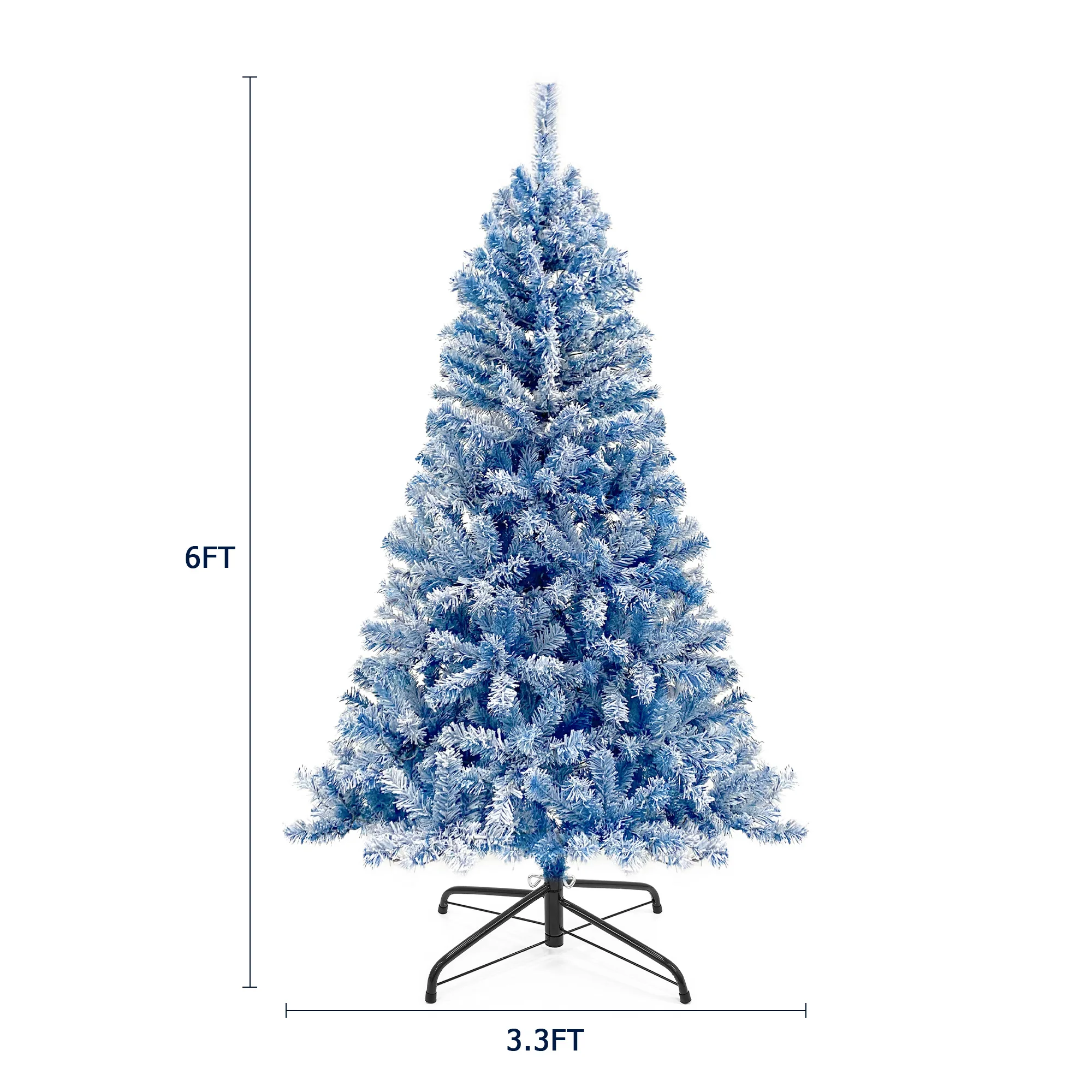 6FT Pre-Lit Hinged Artificial Fir ChristmasTree, Xmas Tree Snow Flocked Artificial Holiday Christmas Tree w/750 Branch Tips