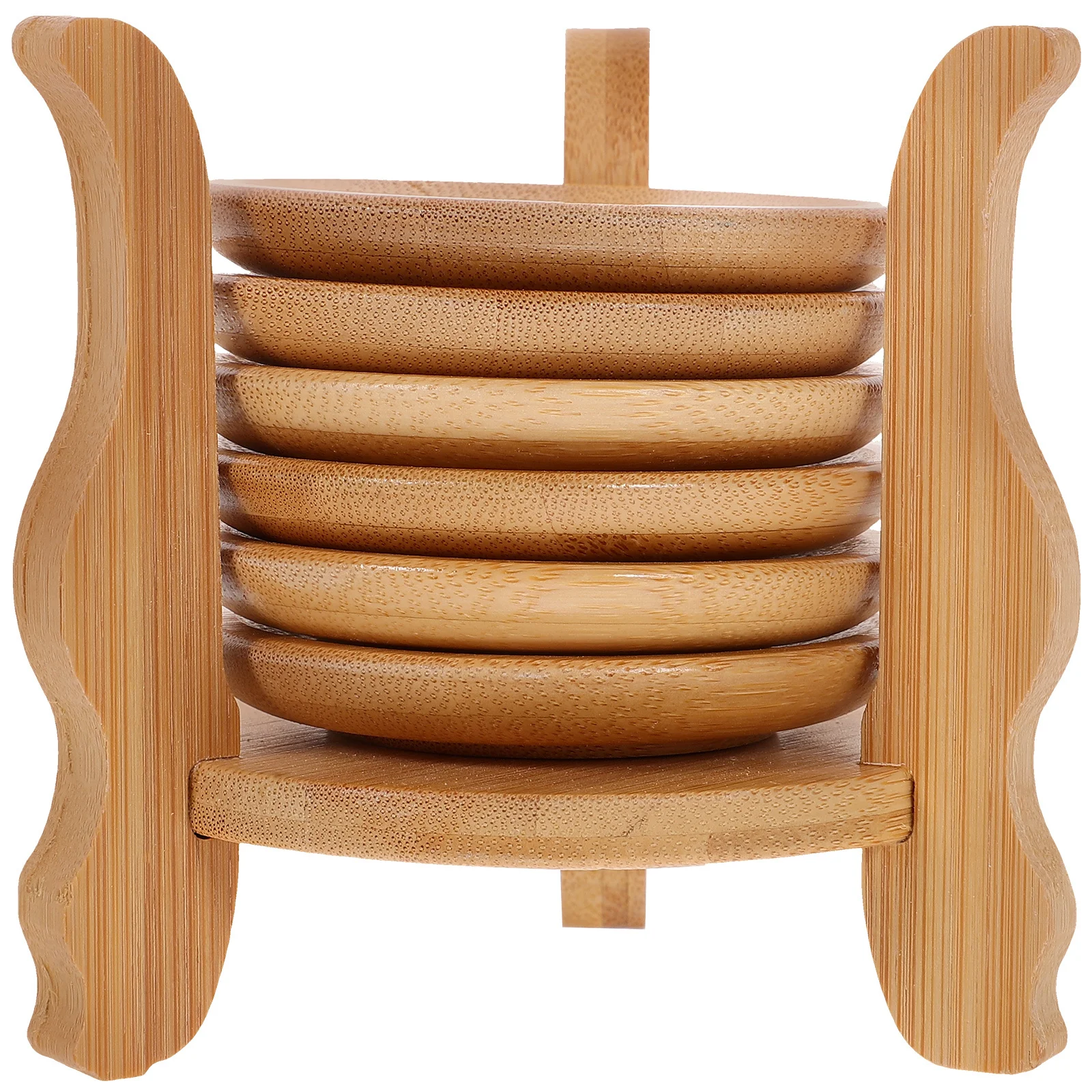 

1Set Round Coasters Bamboo Material Sturdy Tea Table Coffee Table Drinks Beverage Protective Set Smooth Safe Surface Chinese