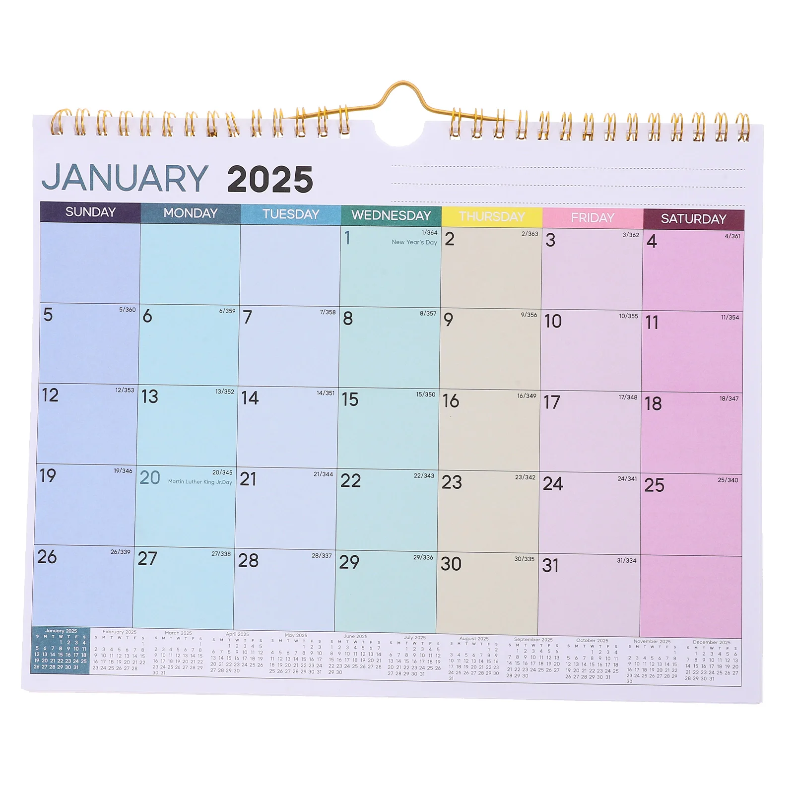 

2025 Calendar English Office School Spiral Clear Printed Wall Supplies for Women Paper Small
