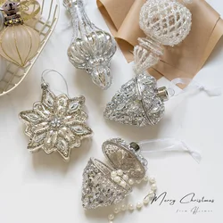 Sliver Glass Christmas Tree Ornament, Home Decorations,Christmas Decorations Accessories,Navidad Noel Kids Gift Toys