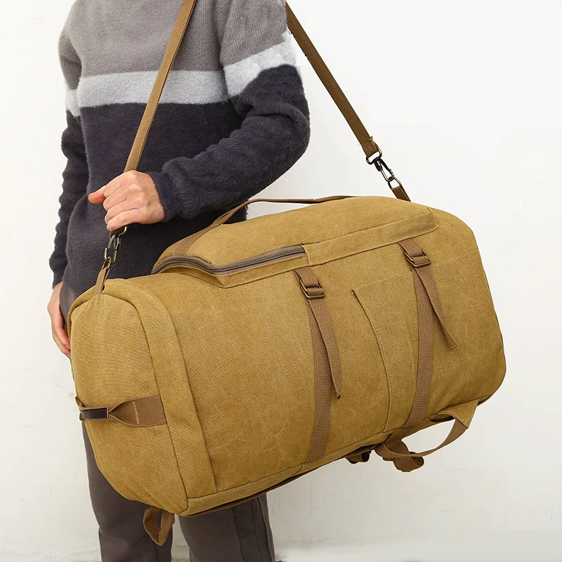 Large Canvas Men Travel Bag Gym Backpack For Mountaineering Male Luggage Bucket Bag Shoulder Bags Camping Women Handbag Duffel
