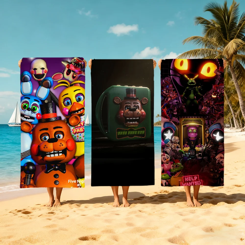 Fnaf F-Five-N-Nights-S Towel Large Quick-Drying Microfiber Soft F-Freddys-S Beach Towel for Travel Fitness Sauna Bathing Camping