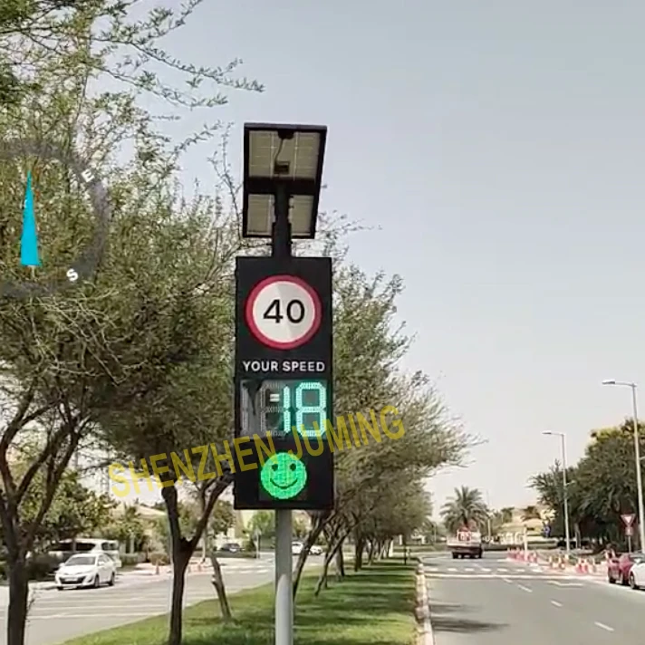 Solar Traffic Speed Limit Sign Led Digital Your Speed Display Radar Limit Display Panel With Smiley Cry Face Emjoy