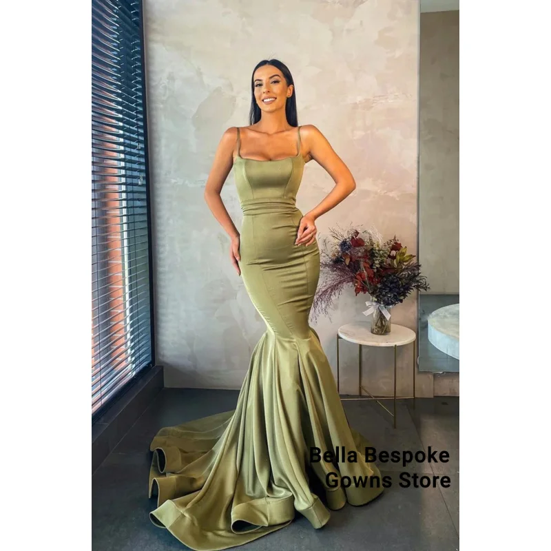

Dubai Customized Mermaid Pleated skirt Prom Dress Spaghetti Strap Vestidos de noche Court Train Formal Evening 2025