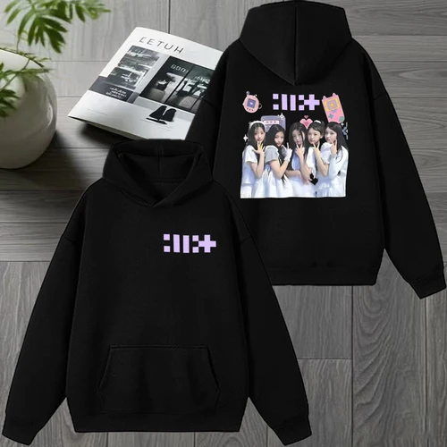 2025 Corea ILLIT Kpop Band nuevo álbum doble cara gráficos sudaderas con capucha Unisex tendencia Y2k jersey hombres mujeres polar Casual sudadera