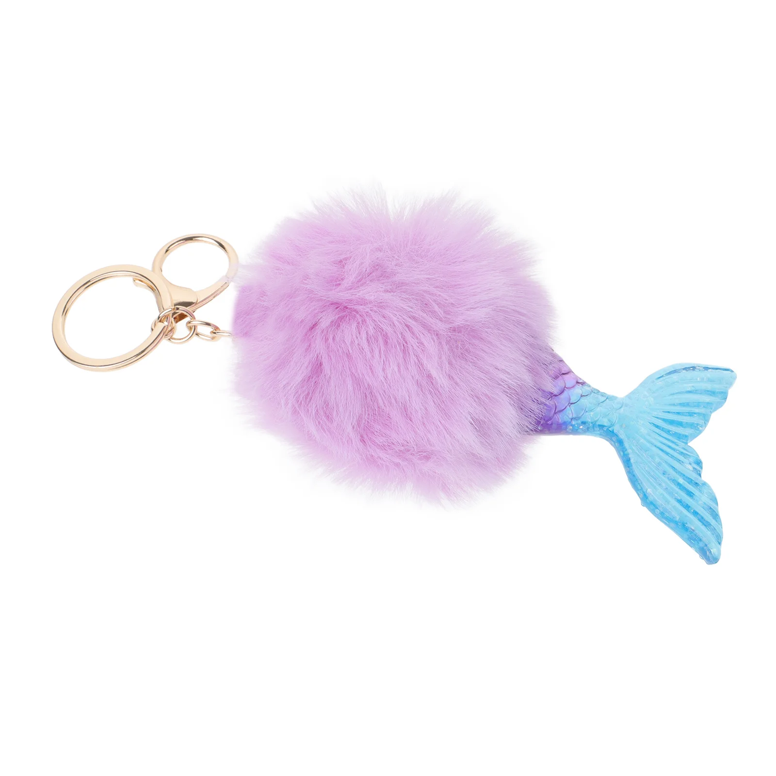 

Purple Mermaid Shape Ball Keychain Creative Key Holder Hanging Ornament Bag Belt Loop Mini Backpack Hook for Girls Women Gift